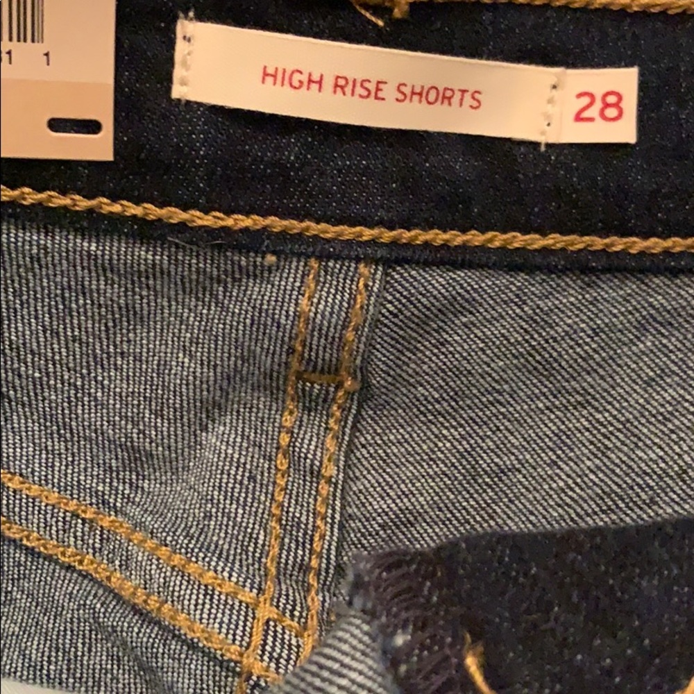 Levi’s High Rise Frayed Hem Denim Shorts Blue 28 - Picture 8 of 11